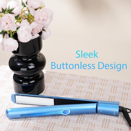 NITION Nano Titanium Hair Straightener - 1 Inch Flat Iron with 3D Floating Plates | Fast Heating & Travel Pouch Included