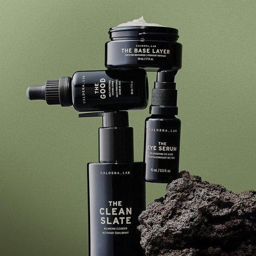 Caldera + Lab Men’s Anti-Aging Skincare Kit - Cleanser, Moisturizer, Night Serum & Eye Defense for Firmer, Hydrated Skin | Natural Ingredients