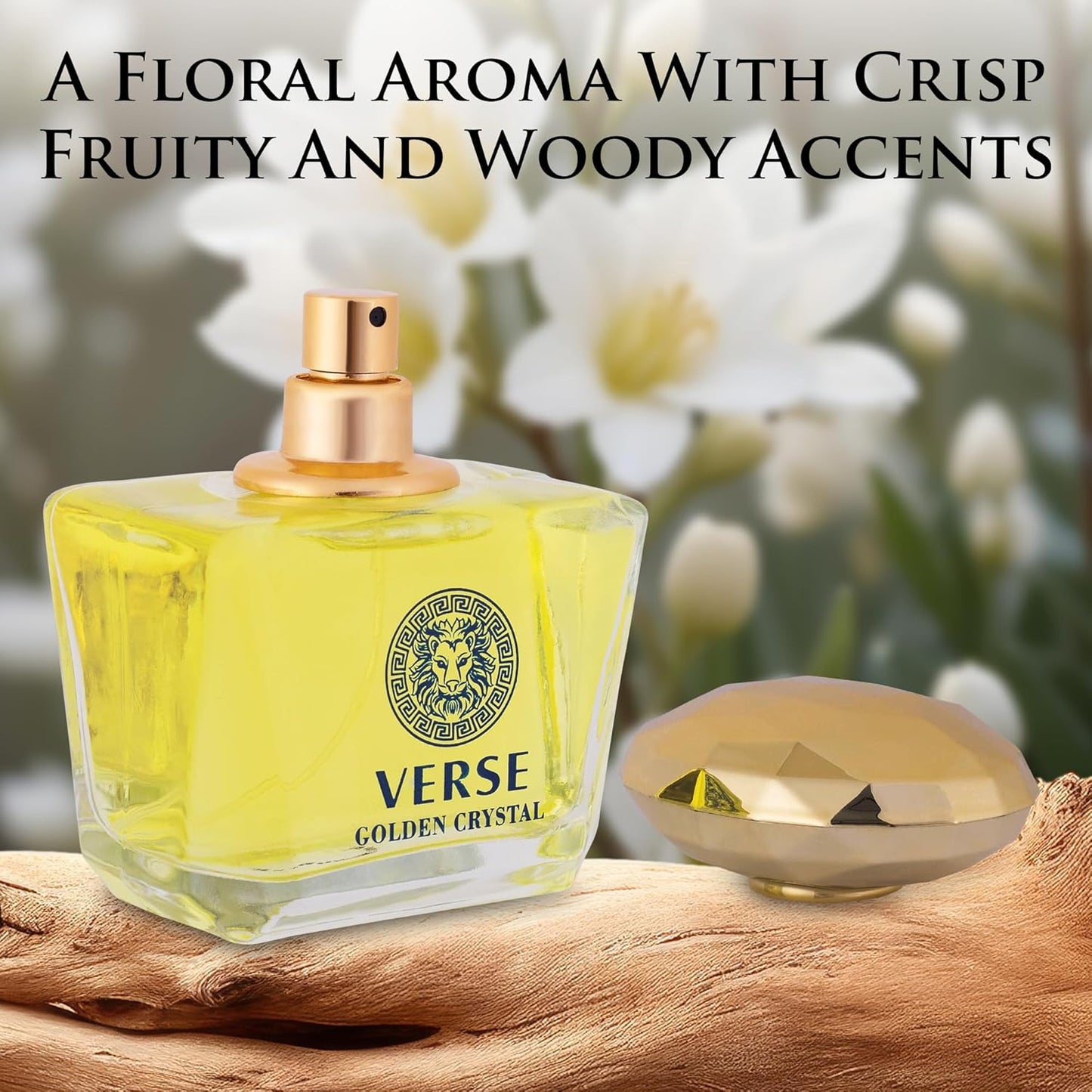 Verse Golden Crystal Eau de Parfum for Women - Floral Fruity Fragrance | 3.4 fl Oz Elegant Bottle