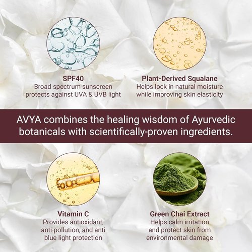 AVYA SPF 40 Sheer Tinted Moisturizer - Hydrating Hyaluronic Acid & Green Chai for Brighter Skin | Fair & Light Shade (1.7oz/50ml)