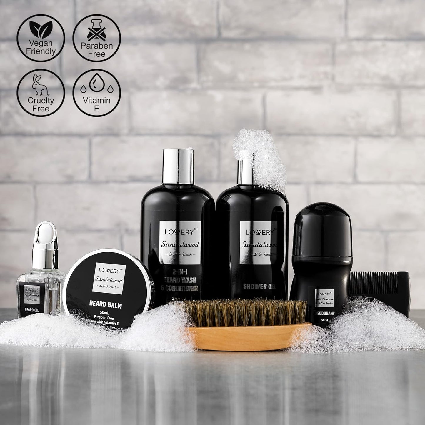 Skiennix Beard Grooming Kit - Sandalwood Spa Gift Set for Men | Body Care & Beard Balm Essentials