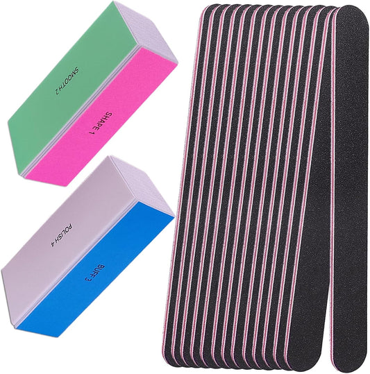 Skiennix Nail File and Buffer Set - Professional 4-Way Nail Buffers for Natural Nails | Manicure Kit
