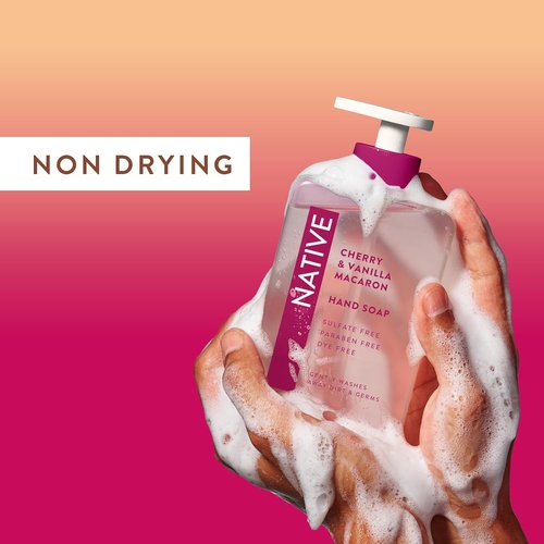 Native Liquid Hand Soap - Cherry & Vanilla Macaron Scent | Non-Drying Formula for Soft Hands, 13 oz
