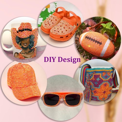 16000Pcs Resin Rhinestones with Tweezers for Crafting, Orange AB 2-6mm Mixed Sizes Bedazzling Crystal with 3Pcs 10ml B7000 Jewelry Glue for DIY Crafts Clothing Tumblers Shoes Fabric Nail Art