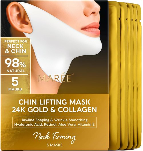 MAREE V Line Lifting Mask - 24K Gold Collagen Face Mask for Women | Neck Tightening & Firming