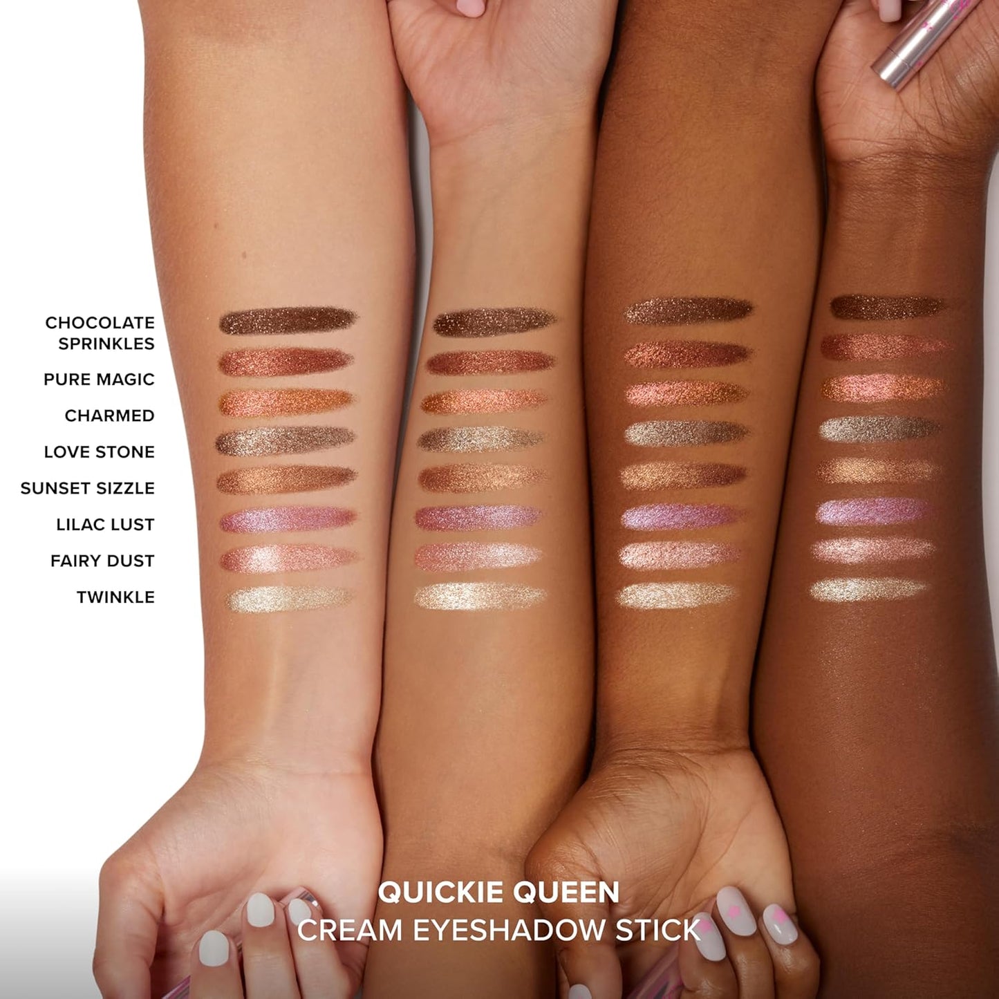 Too Faced Quickie Queen Eye Shadow Sticks - Creamy, Long-Wearing, Non-Creasing | High-Impact Sparkle