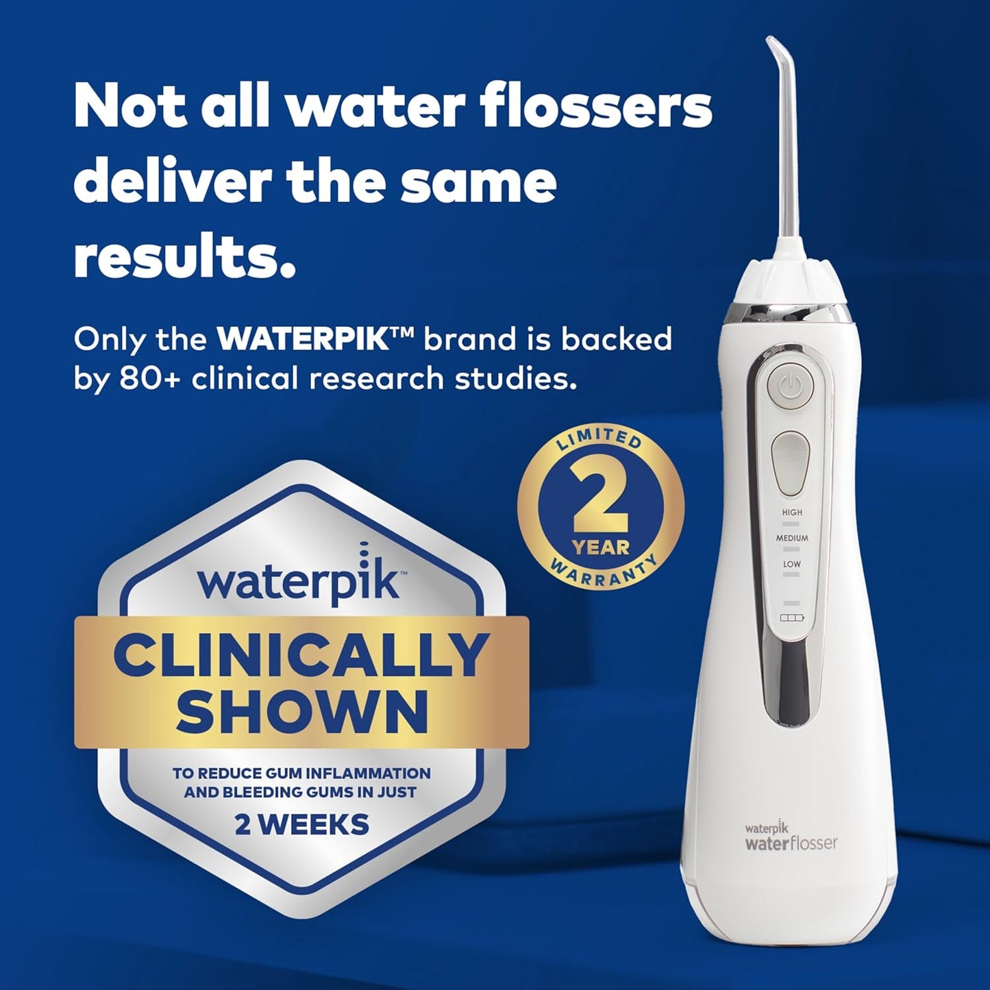 Waterpik Cordless Advanced 2.0 Water Flosser - Portable Dental Care With Travel Bag & 4 Tips, Black