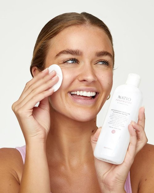 Natio Australia Rosewater Micellar Cleansing Water - Hydrating Makeup Remover for All Skin Types | 8.4 oz