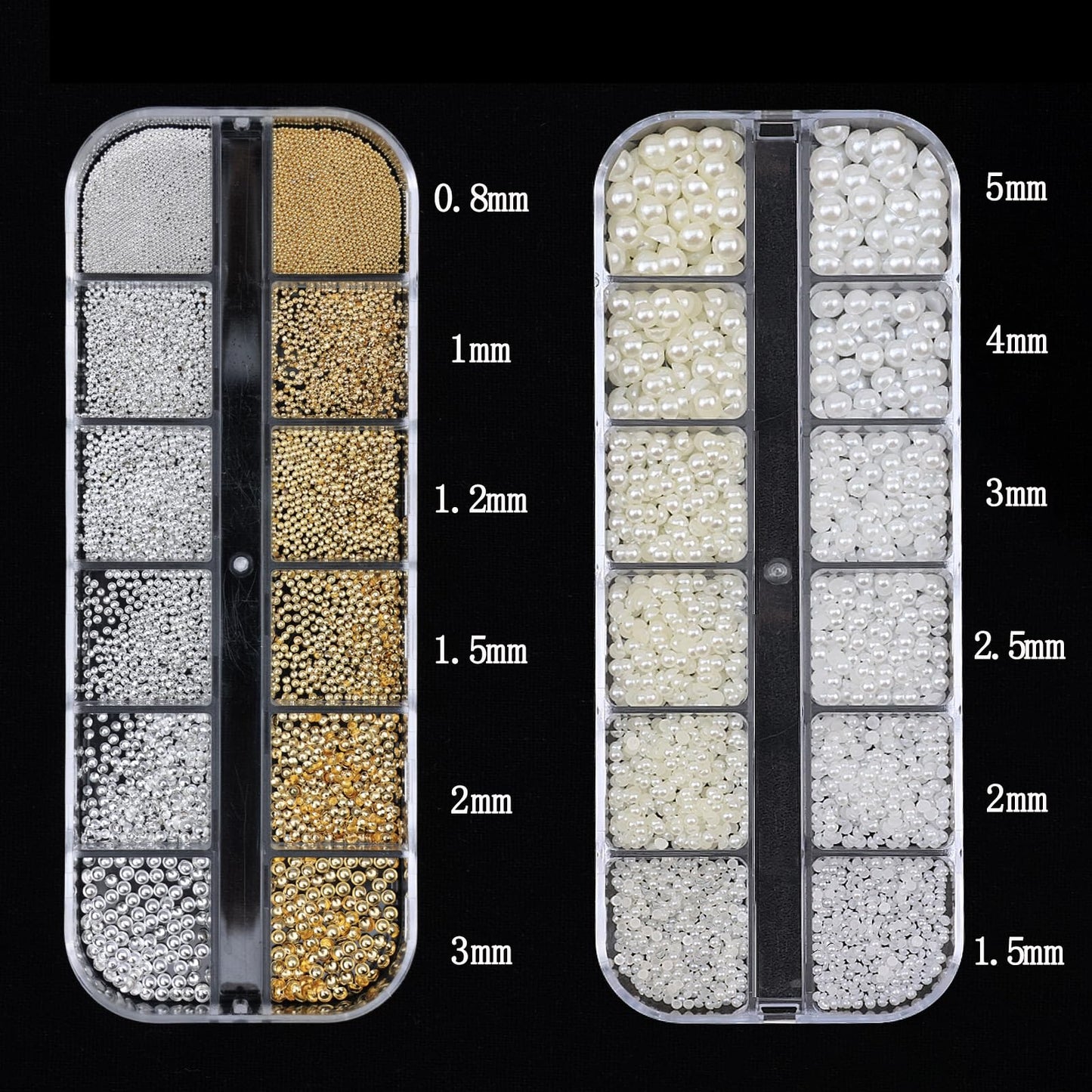 VOTACOS Nail Art Pearls with Nail Rhinestones Glue Gel Flatback Pearls Nail Charms Luxurious Nail Supplies Accessories Gold Silver Nail Gems Jewelry Pearls for Women Nail Design