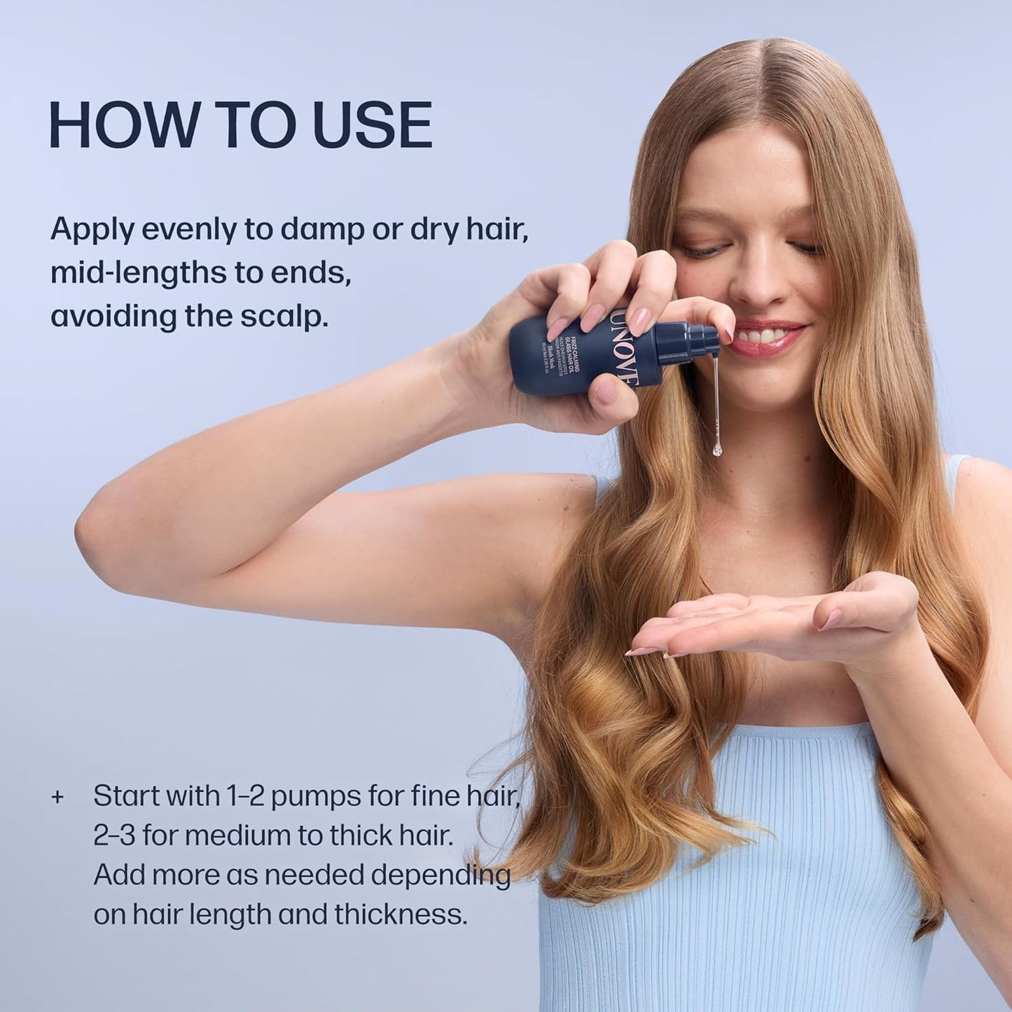 UNOVE Frizz-Calming Glass Hair Oil for Frizzy Hair, Anti-Frizz Hair Oil with Heat Protection up to 455°F, Hair Shine Oil for Sleek, Glass-Like Shine & Softness, 70 mL / 2.36 fl oz