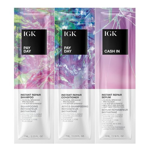 IGK PAY DAY & CASH IN Repair Trio Packette - Nourishing Hair Treatment Set, 0.62 Fl Oz