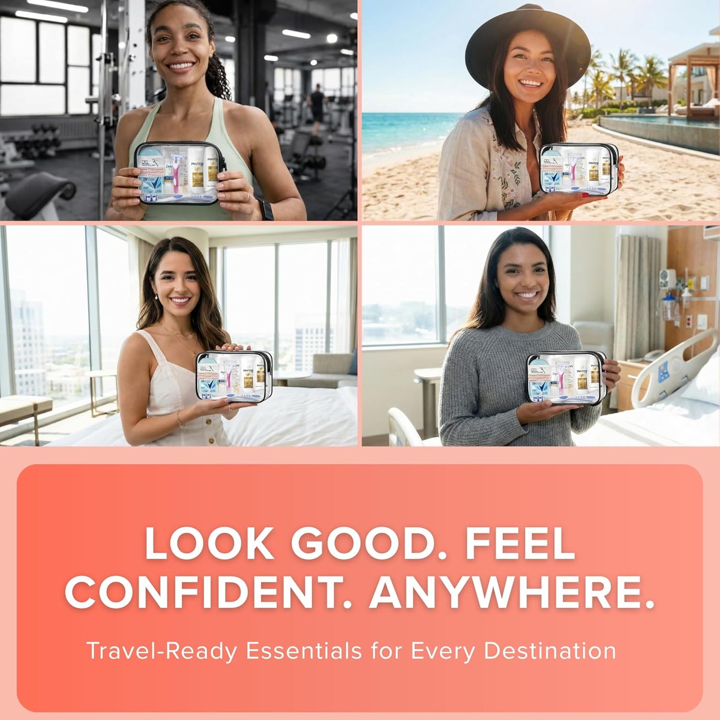 TrekTote Travel & Hygiene Kit - 15 Essential Items with Clear Toiletry Bag | Personal Care Set