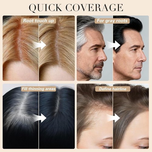 Root Touch Up Hair Color | 3 Color Blendable Powder for Gray Coverage & Thinning Edges - Blonde, 48H Sweat Resistant
