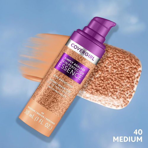 Covergirl Simply Ageless Skin Perfector Foundation - Tinted Skincare Makeup, Medium 40, Radiant Finish, 1.0oz