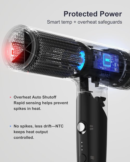 Annlary Hair Dryer - Ionic Blow Dryer with Diffuser for Curly Hair | Low Noise & Foldable Design | 6.5Ft Cord