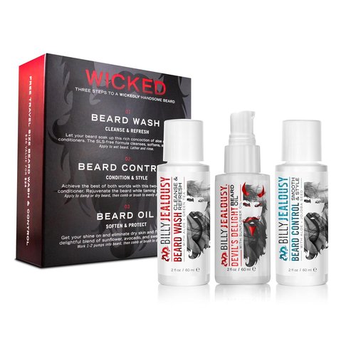 Billy Jealousy Beard Care Kit - Travel-Friendly Grooming Essentials for Men | Beard Wash, Conditioner & Oil
