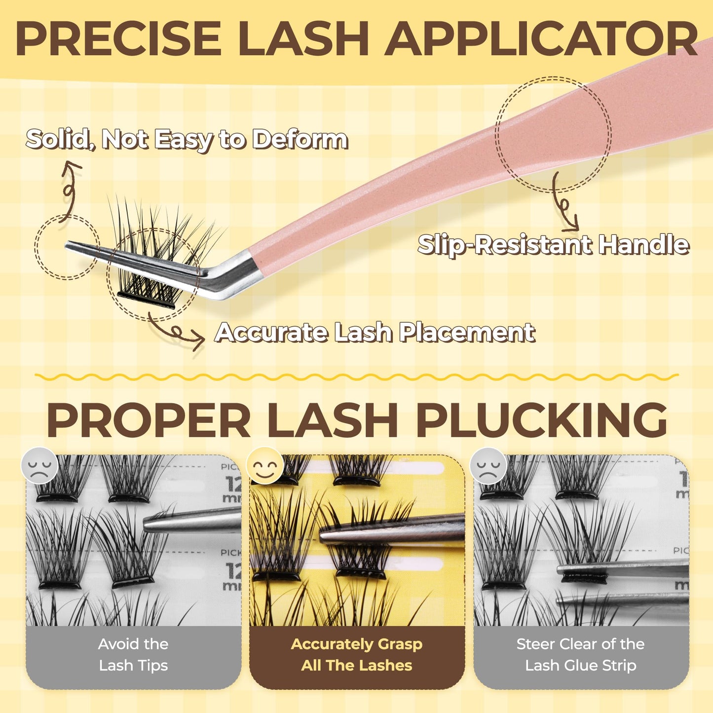 LASHVIEW Self Adhesive Lash Clusters Eyelashes,Press-on Lashes 10-16mm Individual Lash Extension Kit with Lash Tweezers,No Glue Needed Natural Self Adhesive DIY Eyelash Extension Kit (AC01 100PC)