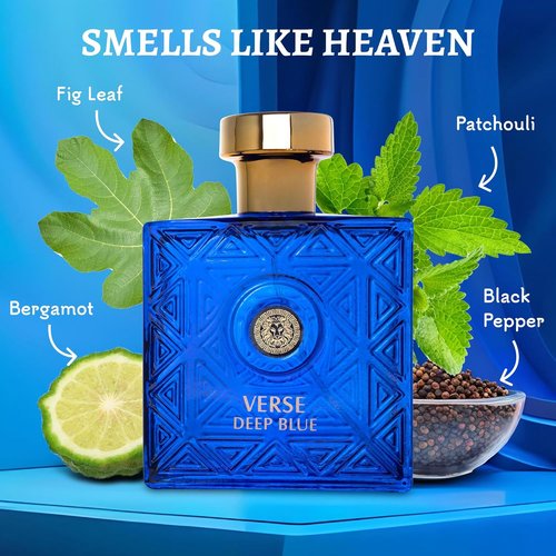 NovoGlow Verse Deep Blue Eau de Parfum Spray - Casual Men's Fragrance 3.4 Oz | Perfect Gift for Any Occasion