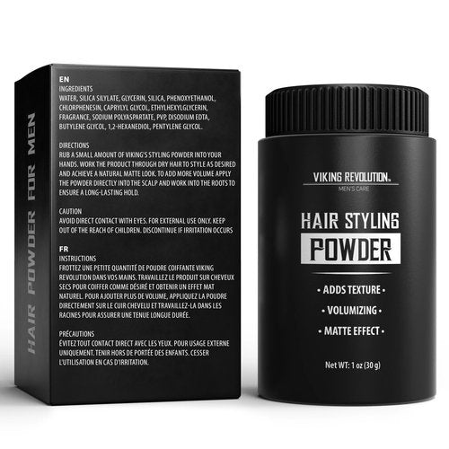 Viking Revolution Hair Styling Powder for Men - Easy to Apply Mattifying & Volumizing Hair Texture Powder for Men (1 Oz - 1 Pack)