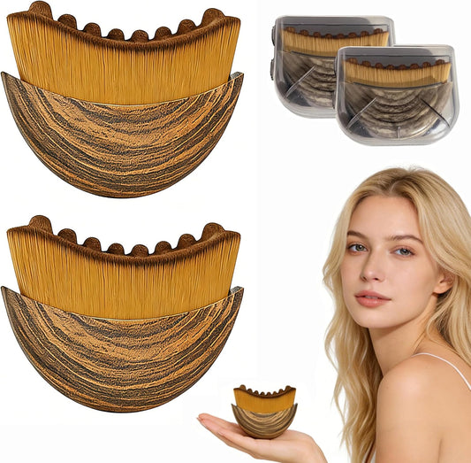Skiennix Lymphatic Contour Face Brush - Soft Drainage Massager for Neck & Jawline Sculpting | Brown, 2-Pack