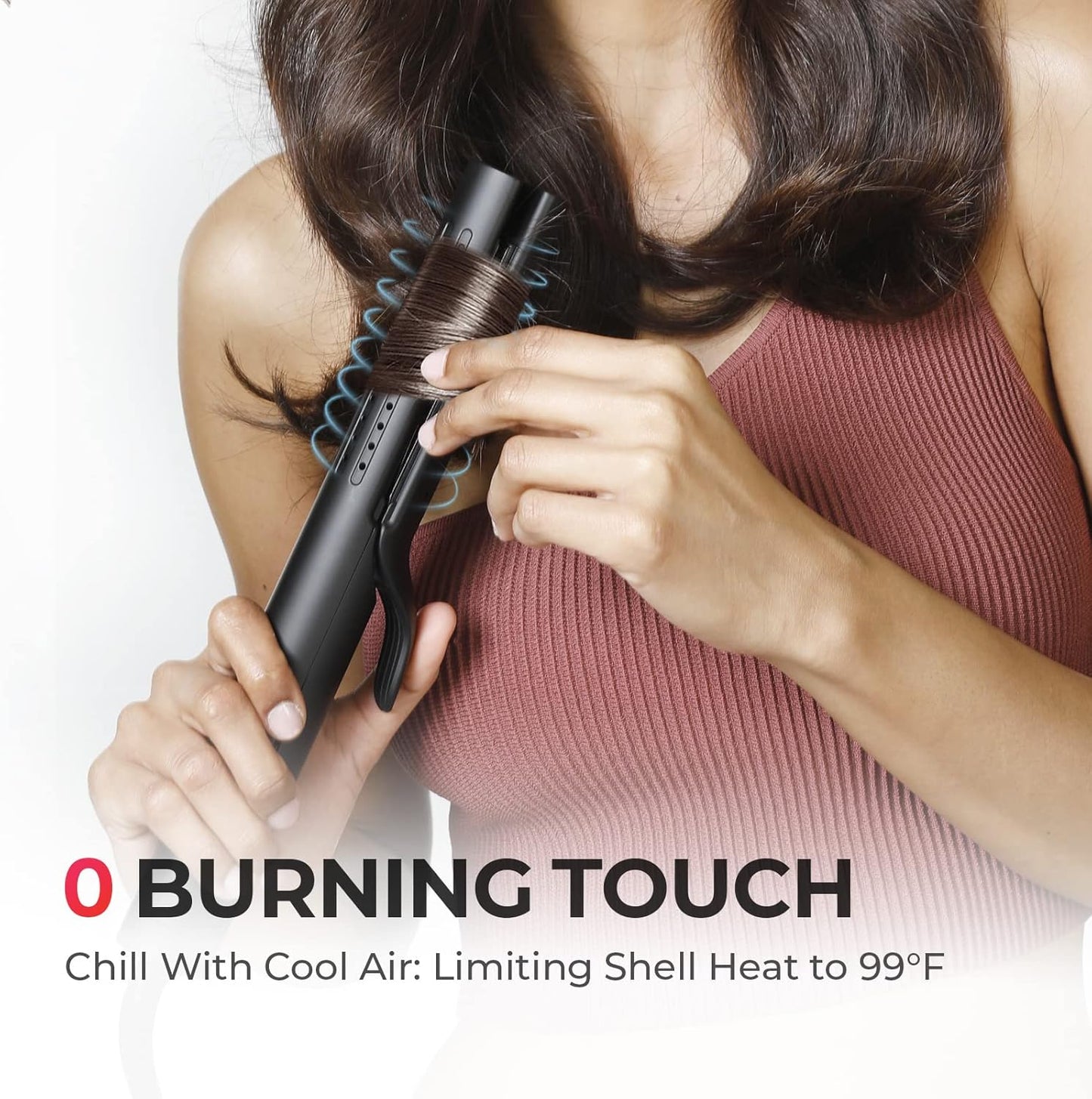 TYMO Airflow Curling Iron - 2 in 1 Flat Iron & Curler with Anti-Scald Technology, 1.25 Inch, Black
