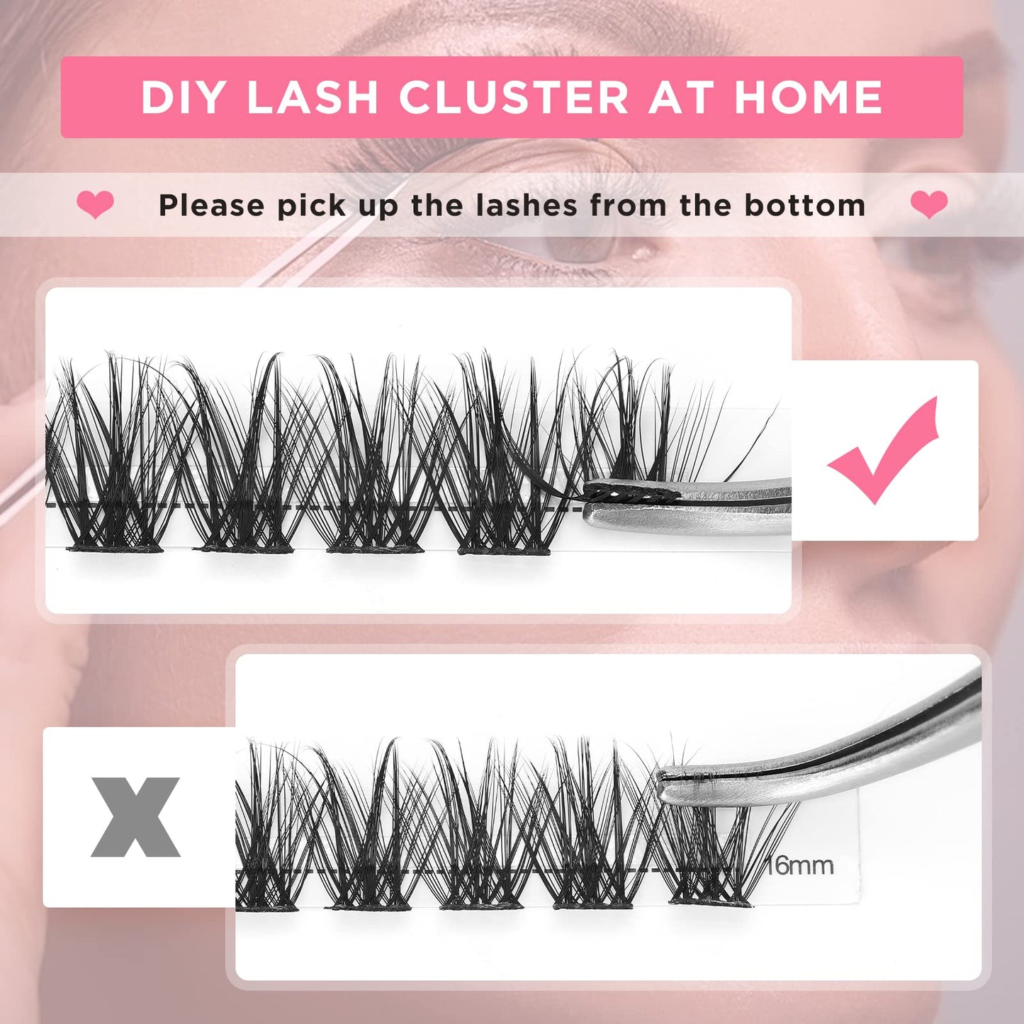 Cluster Lashes, Crislashes DIY Eyelash Extension 13 Rows, D Curl Mix 8-16mm Individual Cluster Eyelashes Natural Look, 78 pcs Reusable Cluster Eyelash Extensions at Home (F02-D Curl Mix 8-16mm)