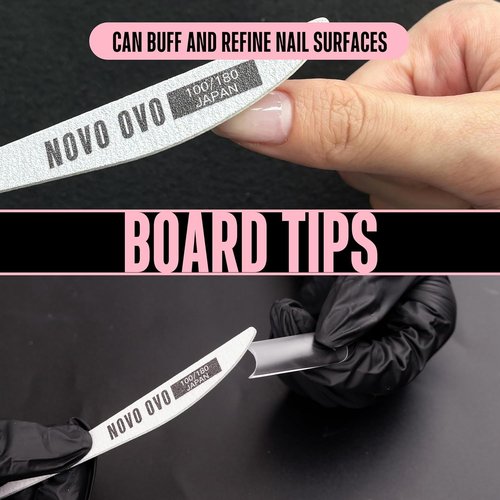 NOVO OVO Thin Nail File Set - 10 Professional Double-Sided Emery Boards (100/180 Grit) for Home & Salon Manicure