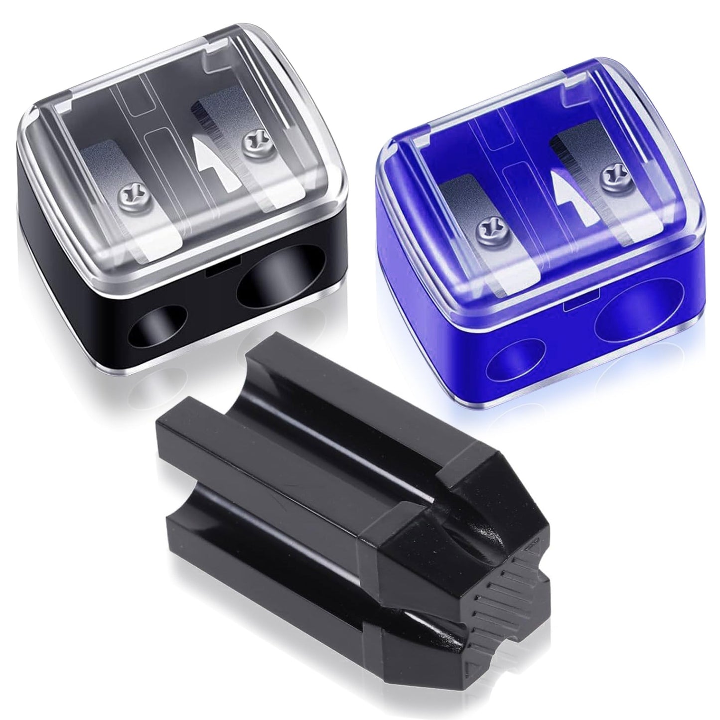 Caliee 3 Pack Makeup Pencil Sharpener 4 in 1 Eyebrow Makeup Sharpening Tool Duckbill Shape Eyebrow Pencil Sharpener Travel-Friendly Cosmetic Pencil Sharpener Set