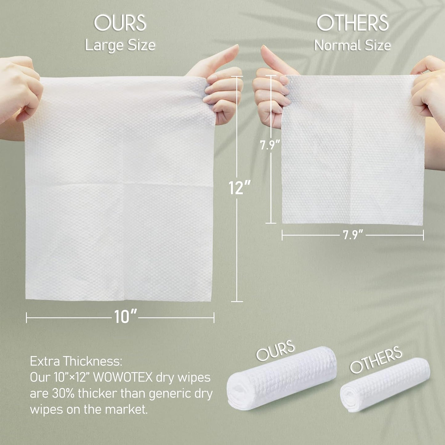 WOWOTEX Disposable Face Towels - Biodegradable Large Dry Wipes | Extra Thick & Soft for Sensitive Skin - 240 Count
