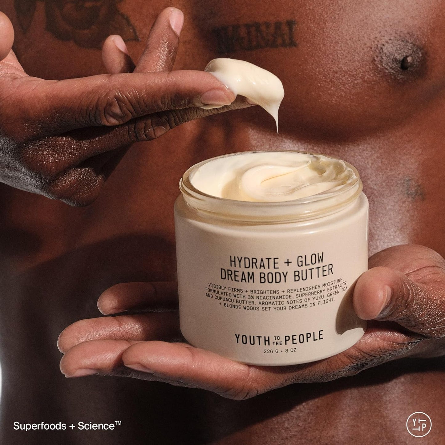 Youth To The People Superberry Body Butter - Hydrate & Brighten Skin Tone with 3% Niacinamide, 3.4 oz