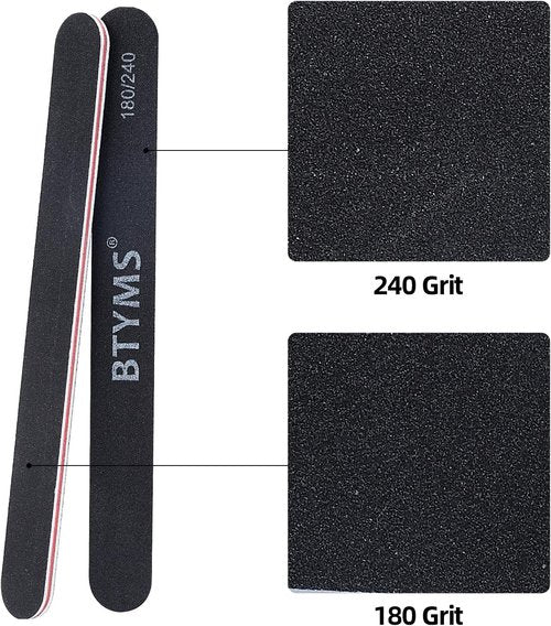 BTYMS Nail Files - 25 Count Double-Sided Emery Boards for Natural Nails | 180/240 Grit Buffing