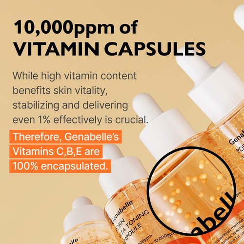 Genabelle PDRN Vita Toning Ampoule - Lightweight Glass Skin & Toning Ampoule with Vitamin B, C, E, PDRN, Serum for Blemishes, Fine Lines and Rough Skin Texture, 1.01 fl oz