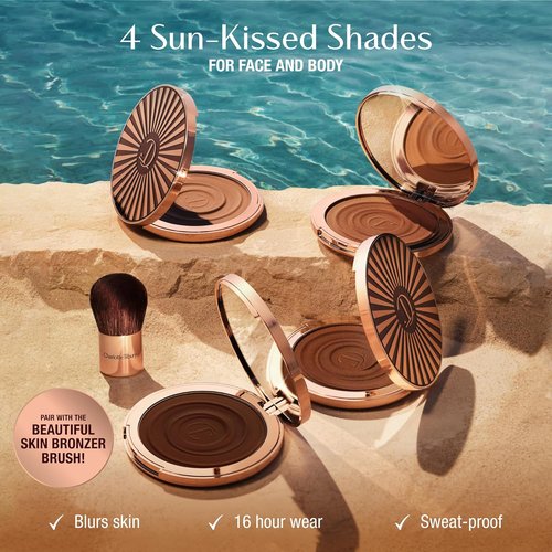 Charlotte Tilbury Beautiful Skin Bronzer - Hydrating Hyaluronic Acid & Pro Vitamin D3 for Sun-Kissed Glow | 16-Hour Wear, Sweat & Humidity Proof