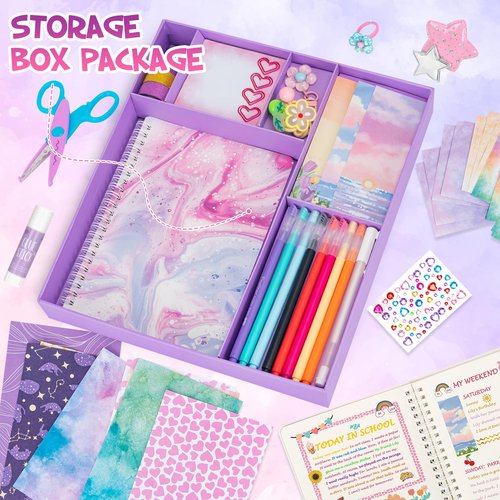 QIYVLOS 2 Pack DIY Journal Kit for Girls, Journaling Diary Toys for ages 8-13, Arts and Crafts Birthday Stationary Set Gifts for Teen Girls Ages 8 9 10 11 12 13 14 Year Old