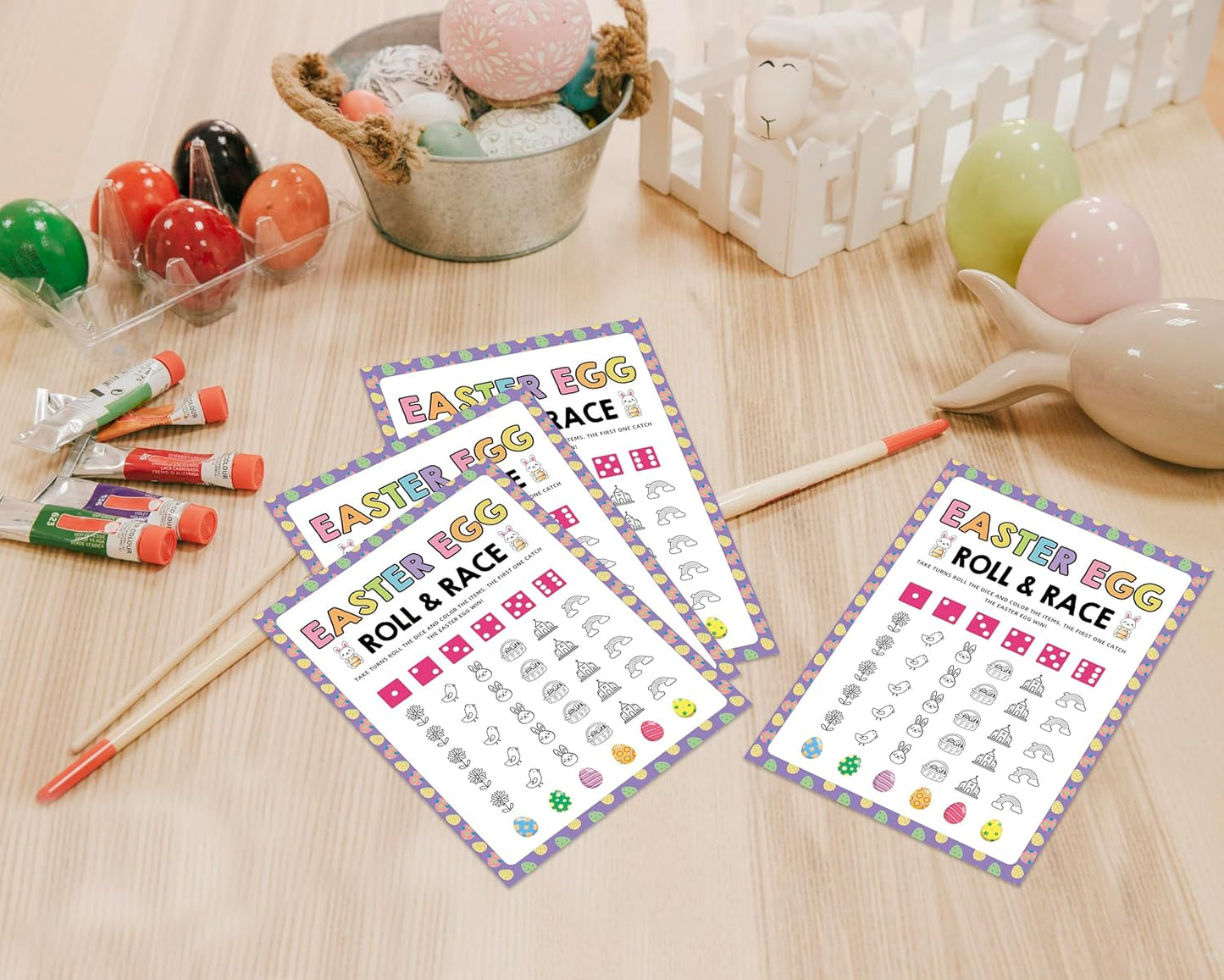 25 Easter Egg Roll Dice Game Cards | Fun Family Activity for Easter Parties & Gatherings