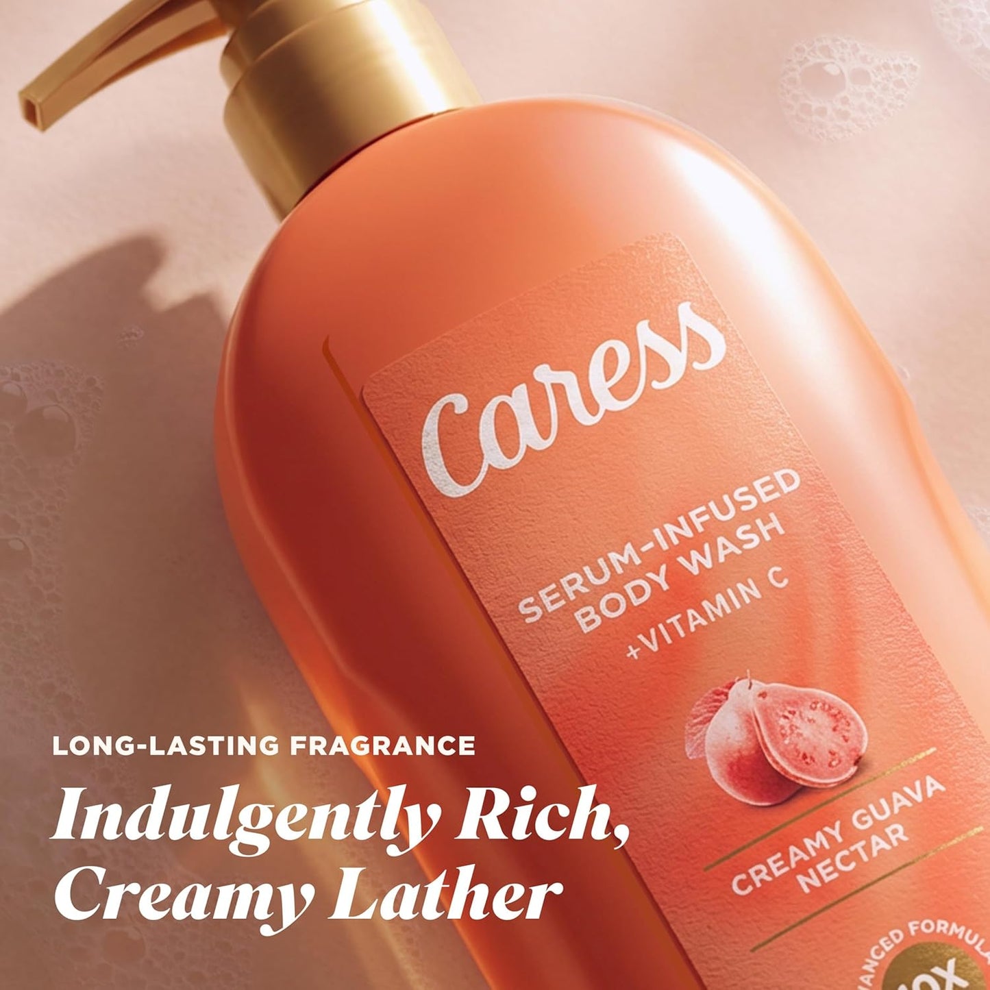 Caress Creamy Guava Nectar Body Wash - Serum-Infused, Vitamin C Formula, 20 fl oz | 4 Pack