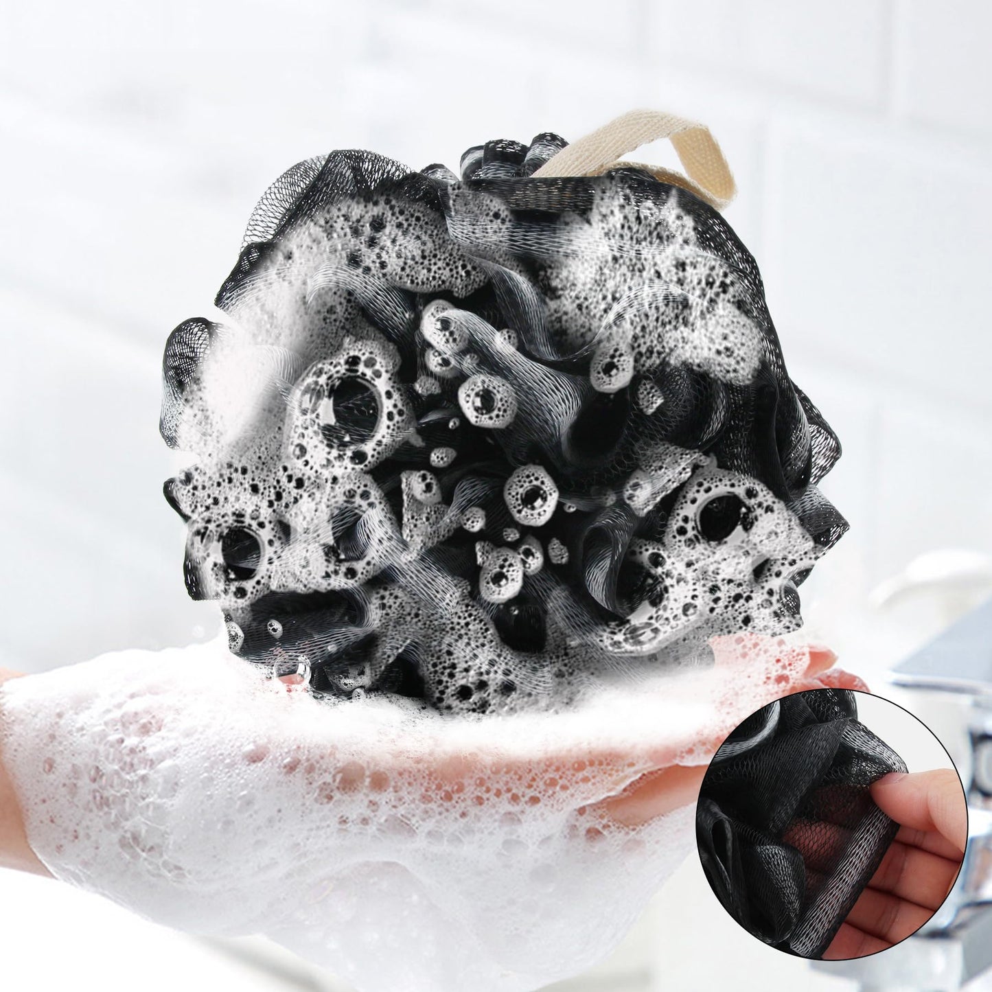 Chuya 4 Pack Bath Loofahs Sponge 70g,Shower Sponges Loofah Body Scrubber Balls for Body Cleaning Soft mesh