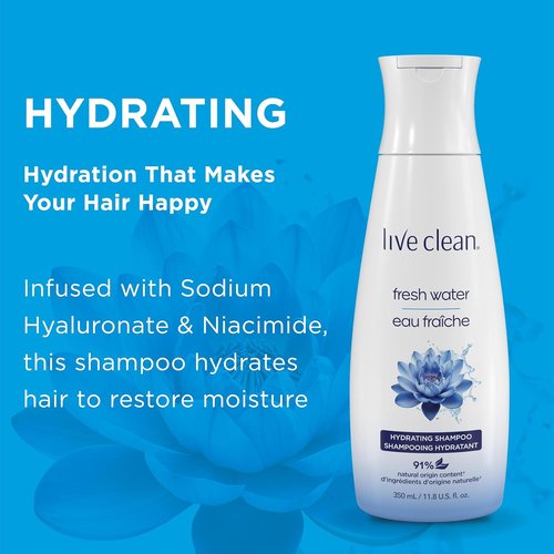 Live Clean Shampoo - Hydrating Fresh Water Formula | 12 Oz for Nourished, Healthy Hair