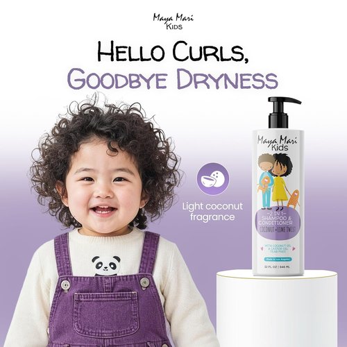 MAYA MARI Kids Shampoo & Conditioner - Tear-Free Formula for Curly Hair | Coconut & Lime Twist, 32 Fl Oz
