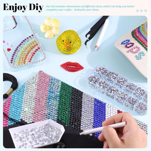 12100Pcs Resin Rhinestones for Crafting with 3Pcs 10ml B7000 Jewelry Glue, 2 Boxes Flatback Crystals Diamond (Transparent) for Bedazzling Crafts DIY Nail Art，Non Hotfix Gems for Clothing Shoes