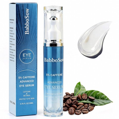 Regine Switzerland Eye Cream - 5% Caffeine & Retinol for Dark Circles & Puffiness | 0.75 Fl. oz with 360° Massage Roller
