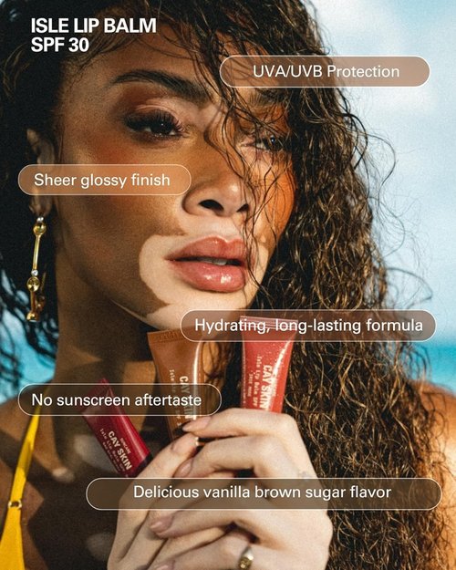 Cay Skin Isle Lip Balm SPF 30 - Hydrating, High Shine Lip Gloss in Vanilla Brown Sugar - 0.35 oz