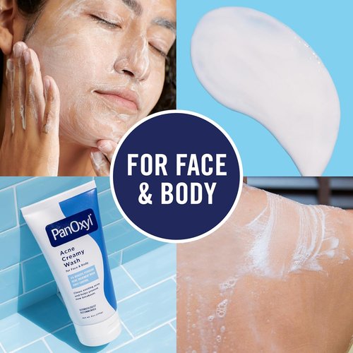 PanOxyl Acne Wash & Moisturizer Duo - Creamy 4% Benzoyl Peroxide Cleanser & 4% Niacinamide Repair Cream