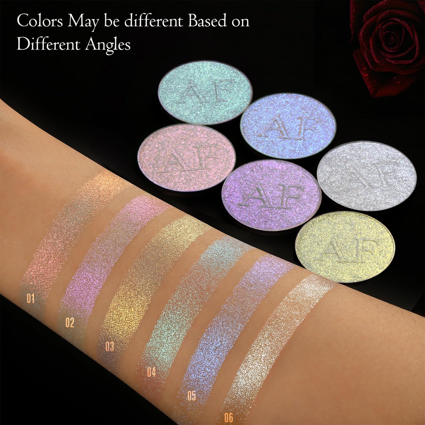 Duochrome Face Highlighter Makeup, Chameleon Holographic Highlighter Mineral Powder for Face Body, Waterproof Blue Purple Glowing Iluminadores de maquillaje with Shine Silky Smooth Highlighting, #05