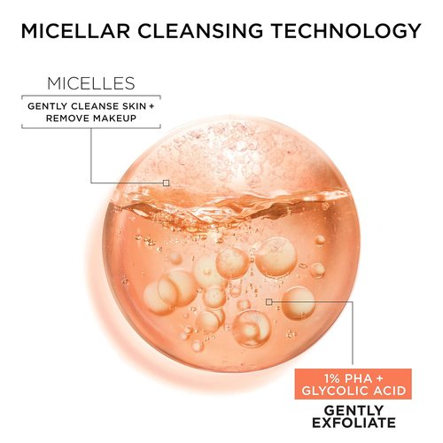 Garnier SkinActive Gentle Peeling Micellar Water - Exfoliating Facial Cleanser & Makeup Remover, 2 Pack