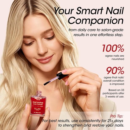 Gellen Active Glow Nail Polish - One Step Ridge Filler & Strengthener | Ultra-Glowy Rose Shine, 0.54 Fl Oz