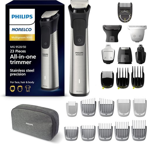 Philips Norelco Multigroom 9000 Series - All-in-One Trimmer & Grooming Kit | 23-Piece for Beard, Hair & Body