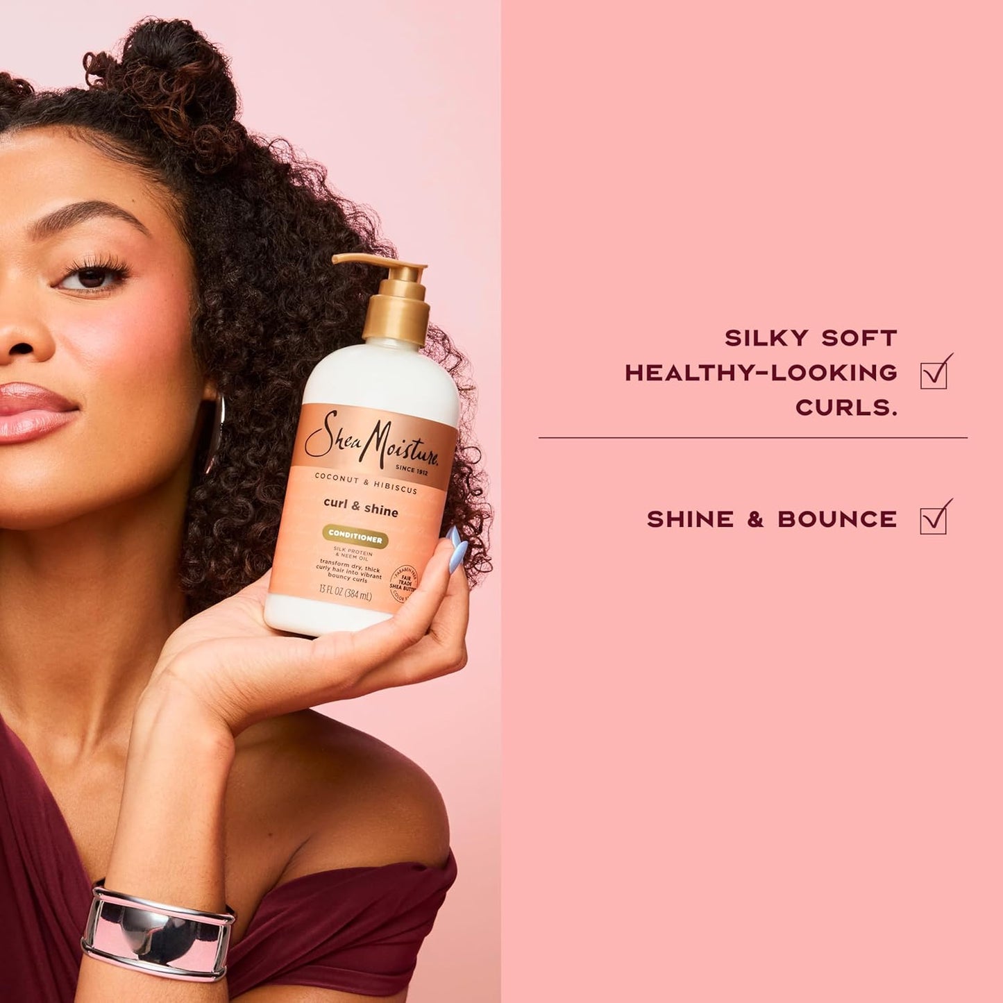 SheaMoisture Curl & Shine Conditioner - Coconut & Hibiscus for Thick, Curly Hair | 13 oz