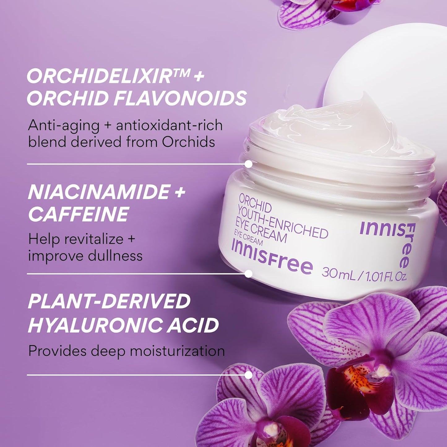 Innisfree Orchid Youth-Enriched Eye Cream - Korean Firming Treatment for Smooth Fine Lines