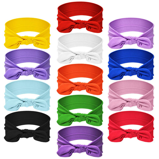 WILLBOND 13 Pieces Hair Bands Bows Knot Headwrap Bowknot Headbands Solid Color Rabbit Ear Hairband Hair Accessories for Woman,13 Colors(Cute Color)